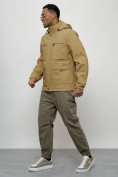 Купить Куртка спортивная мужская весенняя с капюшоном бежевого цвета 88029B, фото 2