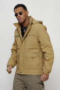 Купить Куртка спортивная мужская весенняя с капюшоном бежевого цвета 88029B, фото 6