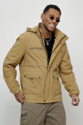Купить Куртка спортивная мужская весенняя с капюшоном бежевого цвета 88029B, фото 7