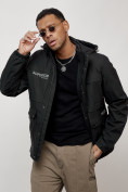 Купить Куртка спортивная мужская весенняя с капюшоном черного цвета 88029Ch, фото 11