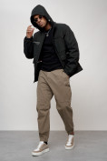 Купить Куртка спортивная мужская весенняя с капюшоном черного цвета 88029Ch, фото 13