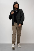 Купить Куртка спортивная мужская весенняя с капюшоном черного цвета 88029Ch, фото 14
