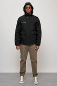 Купить Куртка спортивная мужская весенняя с капюшоном черного цвета 88029Ch, фото 15