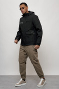 Купить Куртка спортивная мужская весенняя с капюшоном черного цвета 88029Ch, фото 2