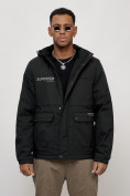 Купить Куртка спортивная мужская весенняя с капюшоном черного цвета 88029Ch, фото 5