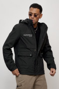 Купить Куртка спортивная мужская весенняя с капюшоном черного цвета 88029Ch, фото 7