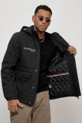 Купить Куртка спортивная мужская весенняя с капюшоном черного цвета 88029Ch, фото 9