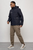 Купить Куртка спортивная мужская весенняя с капюшоном темно-синего цвета 88029TS, фото 9