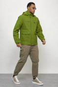 Купить Куртка спортивная мужская весенняя с капюшоном зеленого цвета 88029Z, фото 11