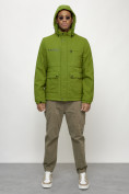 Купить Куртка спортивная мужская весенняя с капюшоном зеленого цвета 88029Z, фото 13