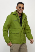 Купить Куртка спортивная мужская весенняя с капюшоном зеленого цвета 88029Z, фото 3