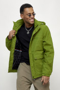 Купить Куртка спортивная мужская весенняя с капюшоном зеленого цвета 88029Z, фото 4