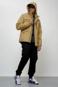 Купить Куртка спортивная мужская весенняя с капюшоном бежевого цвета 88030B, фото 12