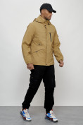 Купить Куртка спортивная мужская весенняя с капюшоном бежевого цвета 88030B, фото 3