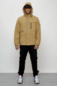 Купить Куртка спортивная мужская весенняя с капюшоном бежевого цвета 88030B, фото 5