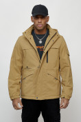 Купить Куртка спортивная мужская весенняя с капюшоном бежевого цвета 88030B, фото 6