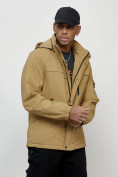 Купить Куртка спортивная мужская весенняя с капюшоном бежевого цвета 88030B, фото 8