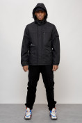 Купить Куртка спортивная мужская весенняя с капюшоном черного цвета 88030Ch, фото 12