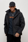 Купить Куртка спортивная мужская весенняя с капюшоном черного цвета 88030Ch, фото 4