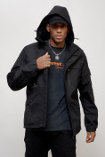 Купить Куртка спортивная мужская весенняя с капюшоном черного цвета 88030Ch, фото 5