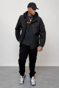 Купить Куртка спортивная мужская весенняя с капюшоном черного цвета 88030Ch, фото 7