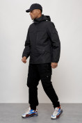 Купить Куртка спортивная мужская весенняя с капюшоном черного цвета 88030Ch, фото 9