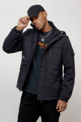 Купить Куртка спортивная мужская весенняя с капюшоном темно-синего цвета 88030TS, фото 2