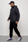 Купить Куртка спортивная мужская весенняя с капюшоном темно-синего цвета 88030TS, фото 7