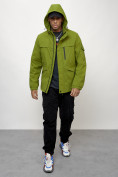 Купить Куртка спортивная мужская весенняя с капюшоном зеленого цвета 88030Z, фото 11
