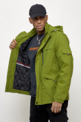 Купить Куртка спортивная мужская весенняя с капюшоном зеленого цвета 88030Z, фото 13