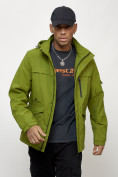 Купить Куртка спортивная мужская весенняя с капюшоном зеленого цвета 88030Z, фото 5