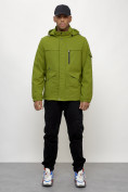 Купить Куртка спортивная мужская весенняя с капюшоном зеленого цвета 88030Z, фото 7