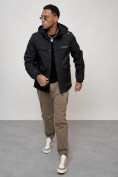 Купить Куртка спортивная мужская весенняя с капюшоном черного цвета 88031Ch, фото 12