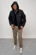 Купить Куртка спортивная мужская весенняя с капюшоном черного цвета 88031Ch, фото 6