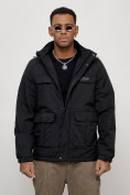 Купить Куртка спортивная мужская весенняя с капюшоном черного цвета 88031Ch, фото 7