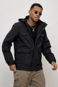 Купить Куртка спортивная мужская весенняя с капюшоном черного цвета 88031Ch, фото 9