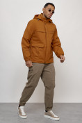 Купить Куртка спортивная мужская весенняя с капюшоном горчичного цвета 88031G, фото 11