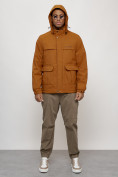 Купить Куртка спортивная мужская весенняя с капюшоном горчичного цвета 88031G, фото 12