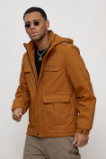 Купить Куртка спортивная мужская весенняя с капюшоном горчичного цвета 88031G, фото 2