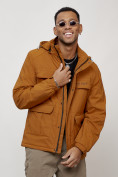 Купить Куртка спортивная мужская весенняя с капюшоном горчичного цвета 88031G, фото 4