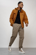 Купить Куртка спортивная мужская весенняя с капюшоном горчичного цвета 88031G, фото 7