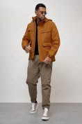 Купить Куртка спортивная мужская весенняя с капюшоном горчичного цвета 88031G, фото 8