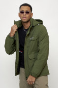 Купить Куртка спортивная мужская весенняя с капюшоном цвета хаки 88031Kh, фото 11