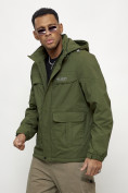 Купить Куртка спортивная мужская весенняя с капюшоном цвета хаки 88031Kh, фото 2