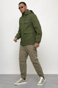 Купить Куртка спортивная мужская весенняя с капюшоном цвета хаки 88031Kh, фото 6