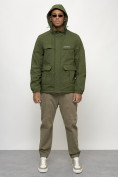 Купить Куртка спортивная мужская весенняя с капюшоном цвета хаки 88031Kh, фото 8