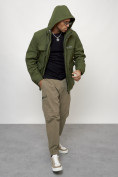 Купить Куртка спортивная мужская весенняя с капюшоном цвета хаки 88031Kh, фото 9