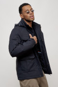 Купить Куртка спортивная мужская весенняя с капюшоном темно-синего цвета 88031TS, фото 12