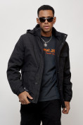 Купить Куртка спортивная мужская весенняя с капюшоном черного цвета 88032Ch, фото 10