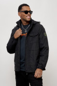 Купить Куртка спортивная мужская весенняя с капюшоном черного цвета 88032Ch, фото 11